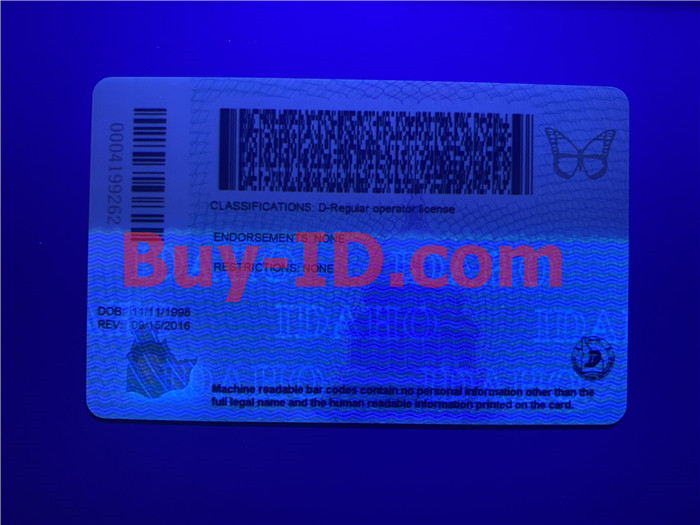 Idaho State ID Card scannable fake id fake driving license