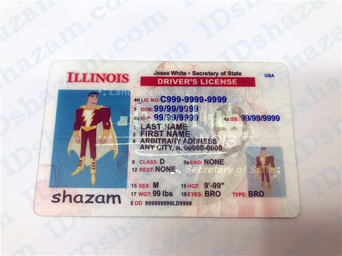 Premium Scannable Illinois State Fake ID Card Positive Display