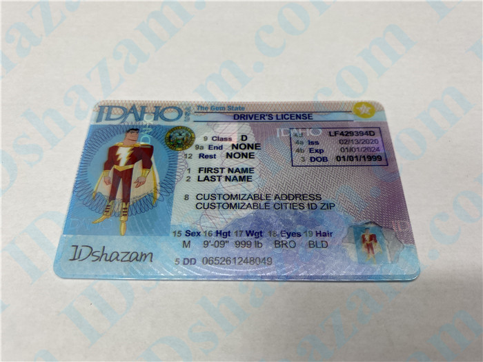 Premium Scannable Idaho State Fake ID Card Positive Display