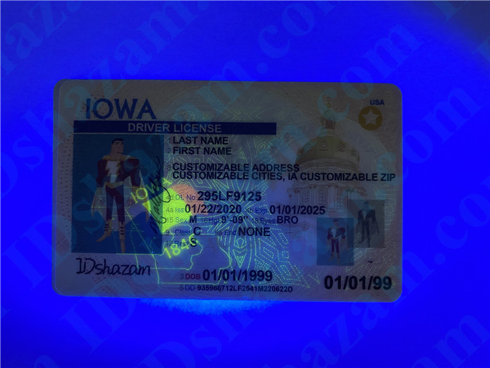 Premium Scannable Iowa State Fake ID Card UV Anti-Counterfeiting Layer