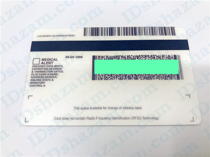 Premium Scannable Michigan State Fake ID Card Back Display