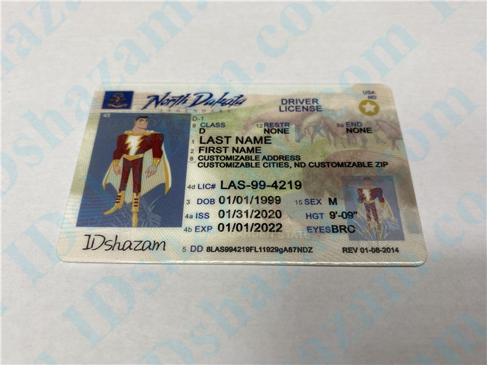 Premium Scannable North Dakota State Fake ID Card Positive Display