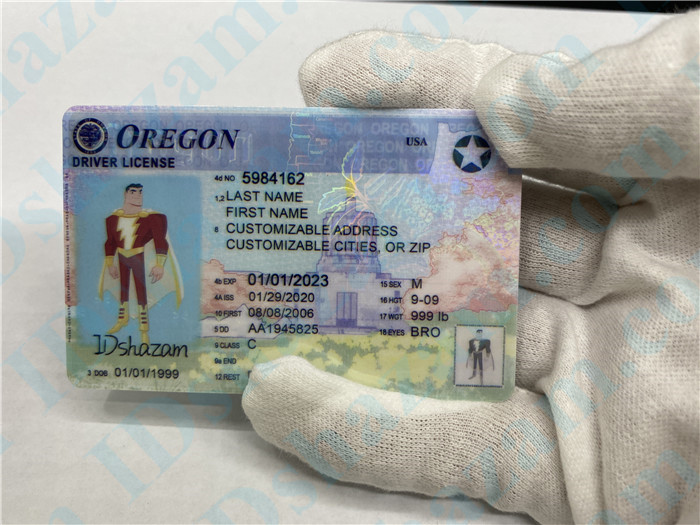Premium Scannable Oregon State Fake ID Card Handheld Display