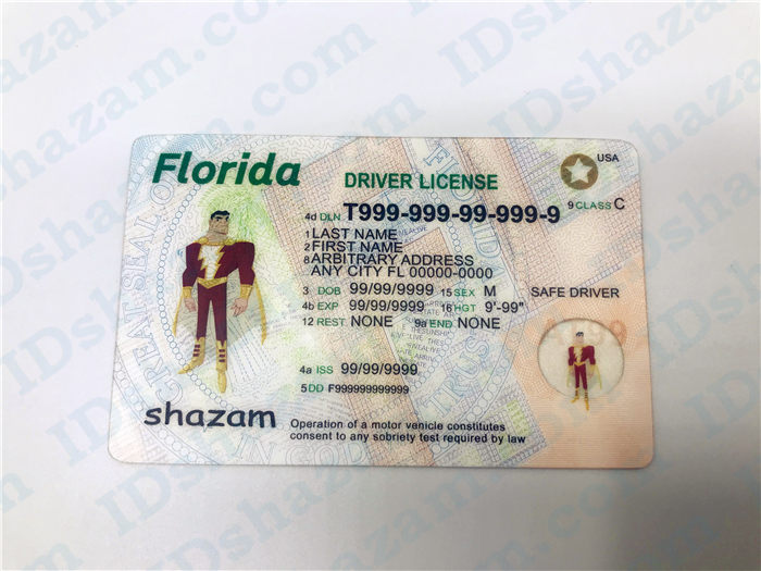 Premium Scannable Florida State Fake ID Card Positive Display