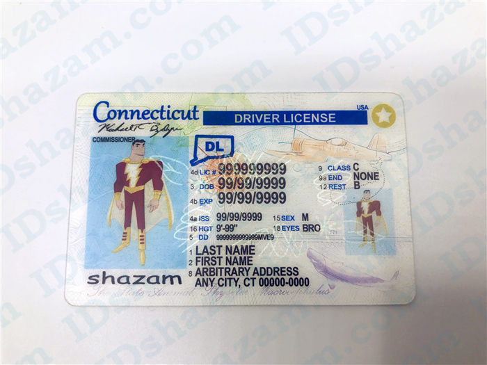 Premium Scannable Connecticut State Fake ID Card Positive Display
