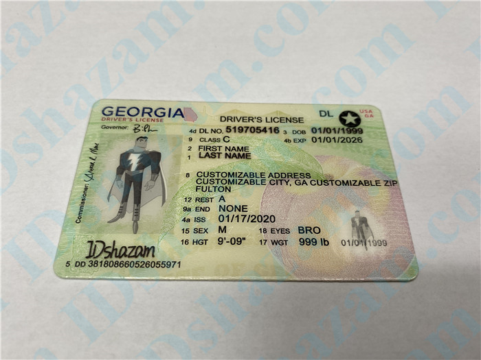 Premium Scannable New Georgia State Fake ID Card Positive Display