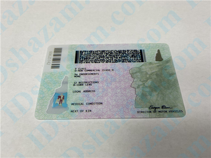 Premium Scannable New Hampshire State Fake ID Card Back Display