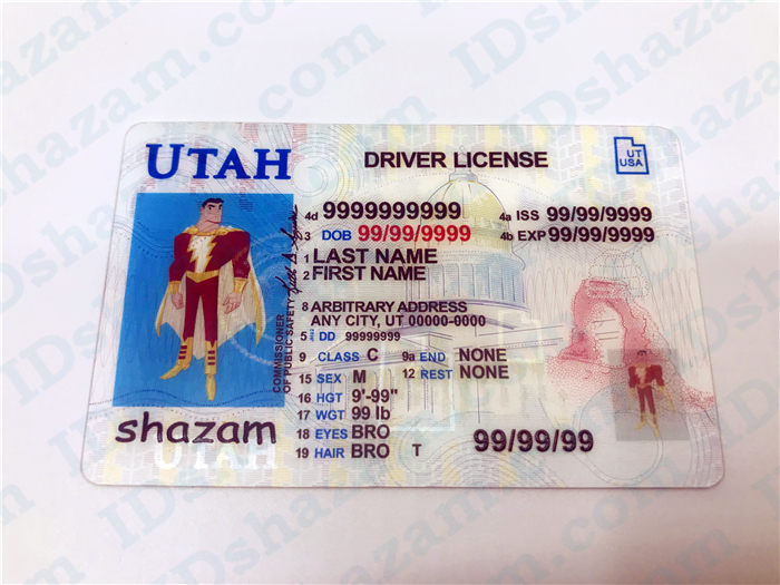 Premium Scannable Utah State Fake ID Card Positive Display