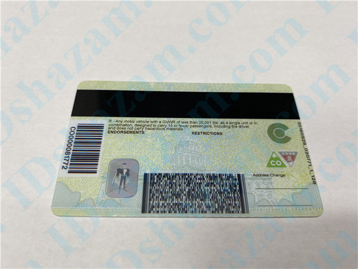 Premium Scannable New Colorado State Fake ID Card Back Display