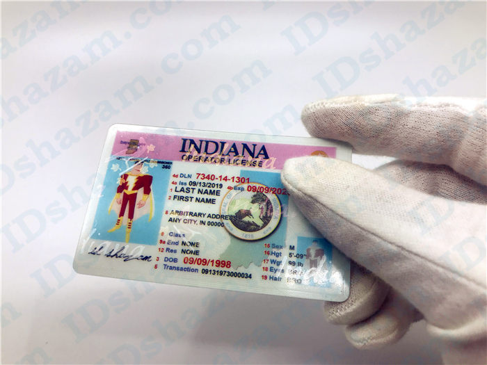 Premium Scannable Indiana State Fake ID Card Handheld Display