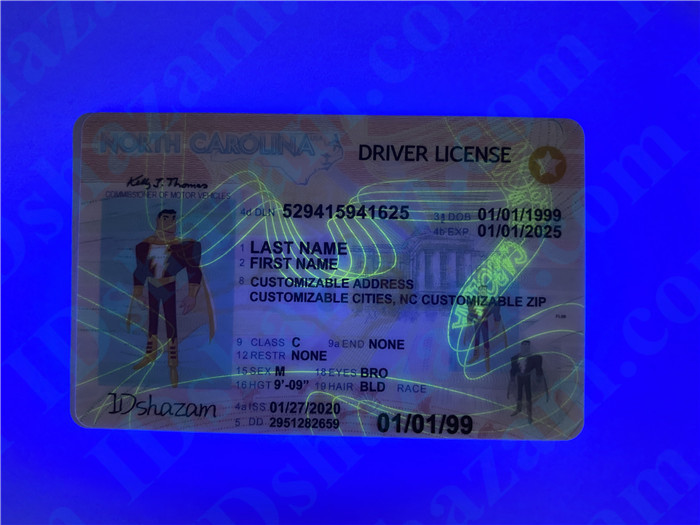 Premium Scannable North Carolina State Fake ID Card UV Anti-Counterfeiting Layer