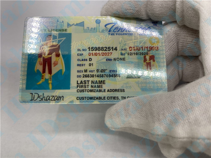 Premium Scannable Tennessee State Fake ID Card Hologram Display