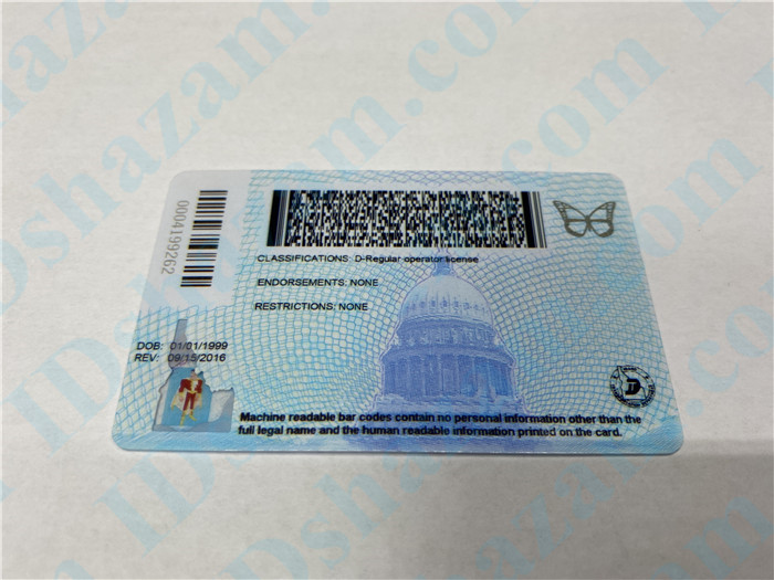 Premium Scannable Idaho State Fake ID Card Back Display