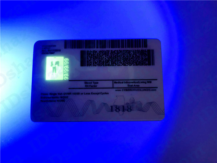 Premium Scannable Illinois State Fake ID Card UV Anti-Counterfeiting Layer