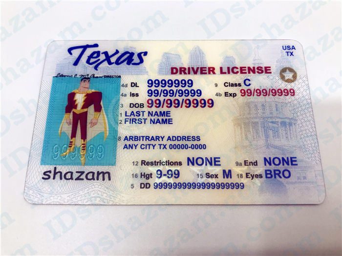 Premium Scannable Texas State Fake ID Card Positive Display