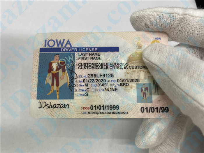Premium Scannable Iowa State Fake ID Card Handheld Display