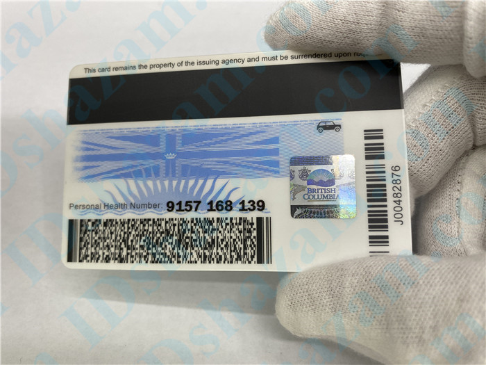 Premium Canada British Columbia Fake ID Card Handheld Display