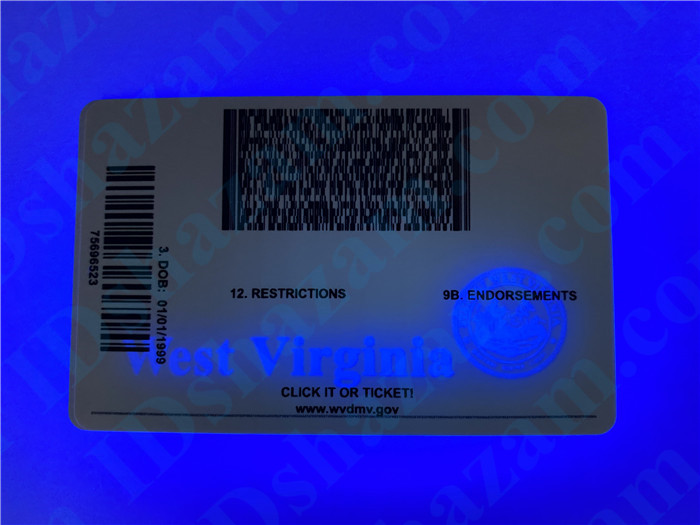 Premium Scannable West Virginia State Fake ID Card UV Anti-Counterfeiting Layer