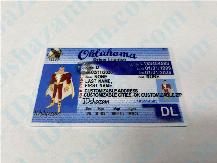 Premium Scannable Oklahoma State Fake ID Card Positive Display