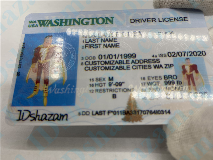Premium Scannable Washington State Fake ID Card Hologram Display