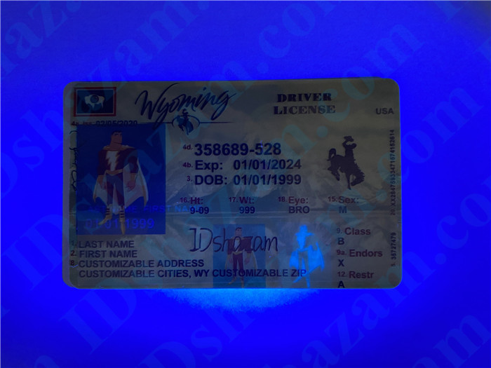 Premium Scannable Wyoming State Fake ID Card UV Anti-Counterfeiting Layer