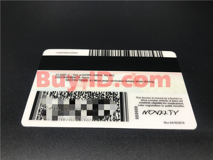 Premium Scannable Old California State Fake ID Card Back Display