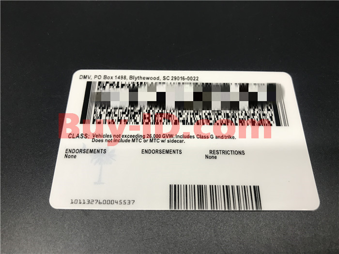 Premium Scannable Old South Carolina State Fake ID Card Back Display
