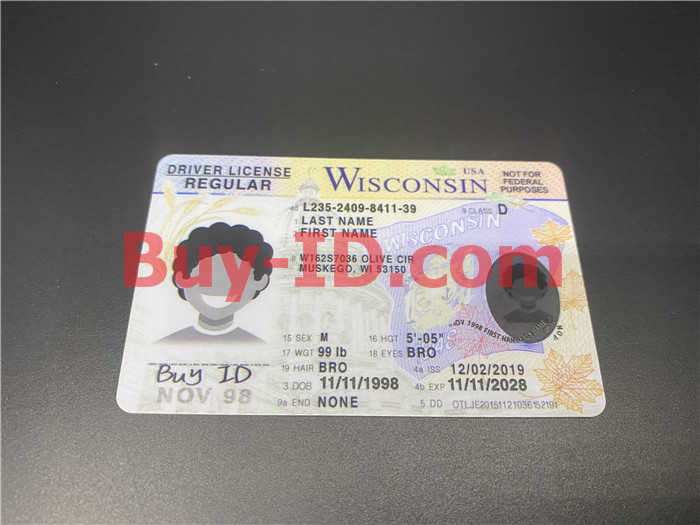 Premium Scannable Wisconsin State Fake ID Card Positive Display
