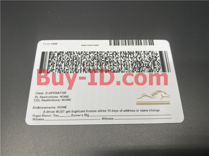 Premium Scannable Kentucky State Fake ID Card Back Display