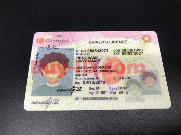 Premium Scannable Old Georgia State Fake ID Card Positive Display