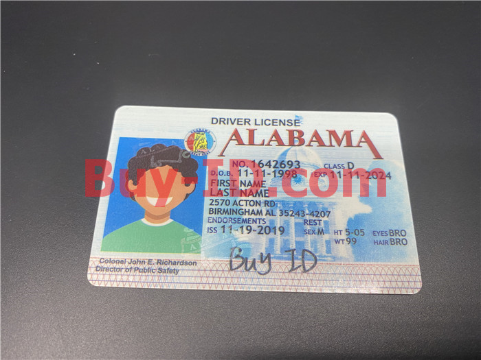 Premium Scannable Alabama State Fake ID Card Positive Display