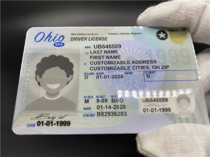 Premium Scannable Ohio State Fake ID Card Hologram Display