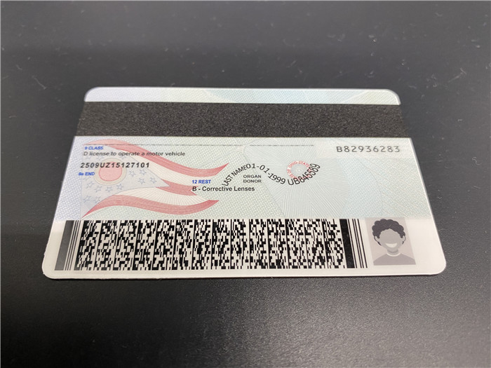 Premium Scannable Ohio State Fake ID Card Back Display