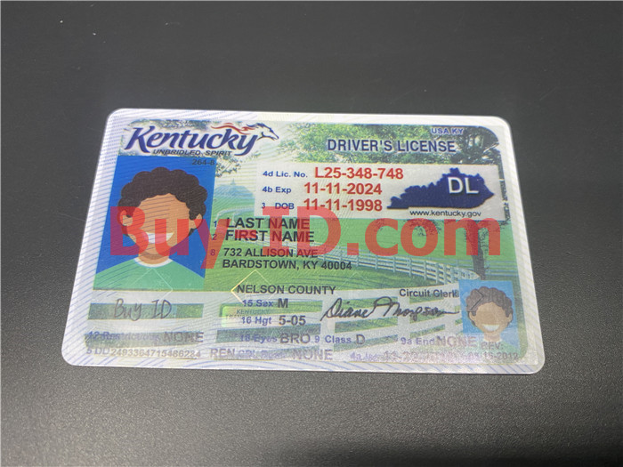 Premium Scannable Kentucky State Fake ID Card Positive Display