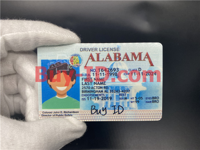 Premium Scannable Alabama State Fake ID Card Hologram Display