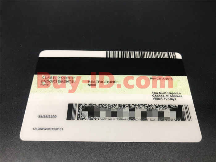 Premium Scannable Arizona State Fake ID Card Back Display