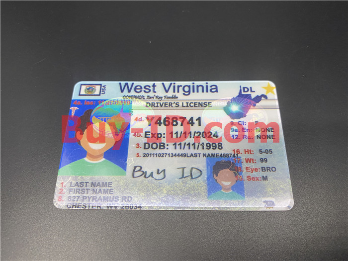 Premium Scannable West Virginia State Fake ID Card Positive Display