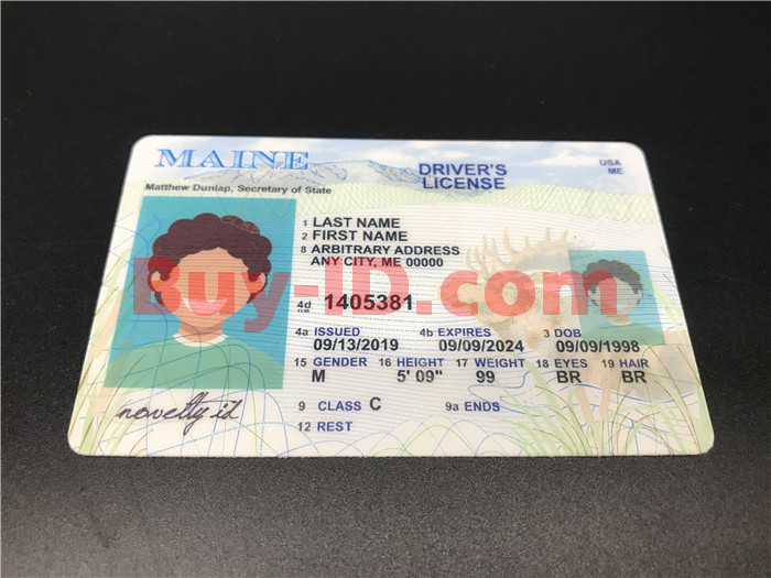 Premium Scannable Maine State Fake ID Card Positive Display