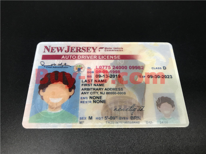 Premium Scannable New Jersey State Fake ID Card Positive Display