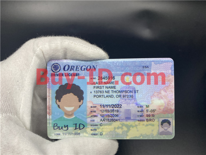 Premium Scannable Oregon State Fake ID Card Hologram Display
