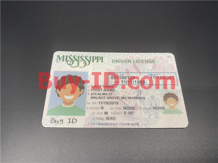 Premium Scannable Mississippi State Fake ID Card Positive Display