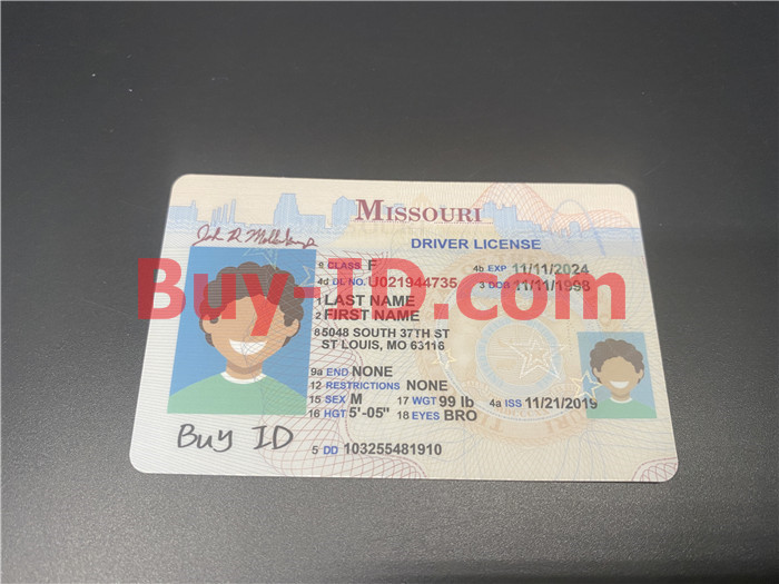 Premium Scannable Missouri State Fake ID Card Positive Display
