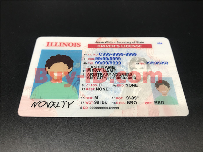 Premium Scannable New Illinois State Fake ID Card Positive Display